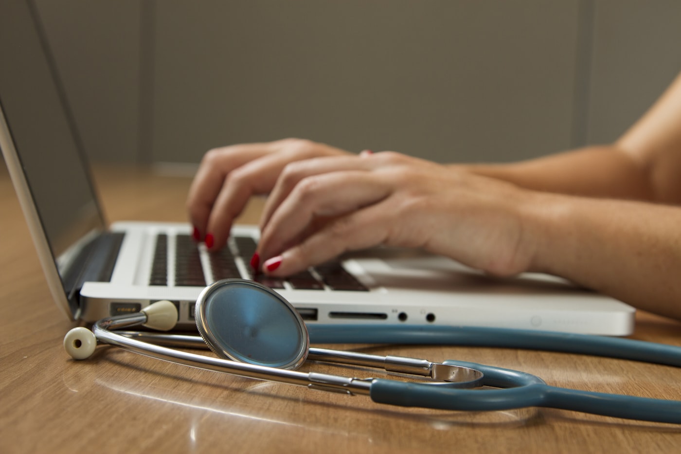 Healthcare professional using technology in a clinic.